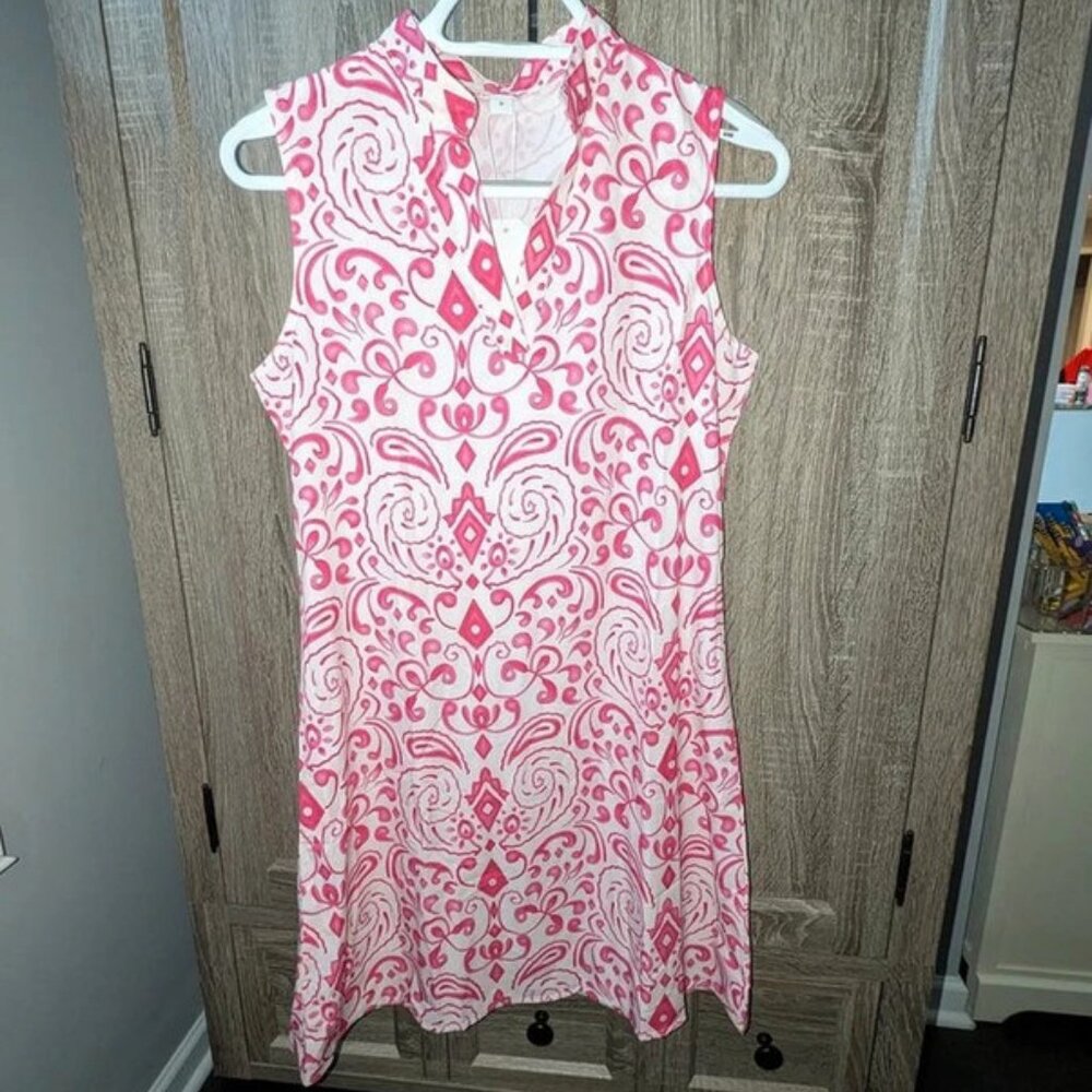 Sleeveless Pink Patterned Midi Dress